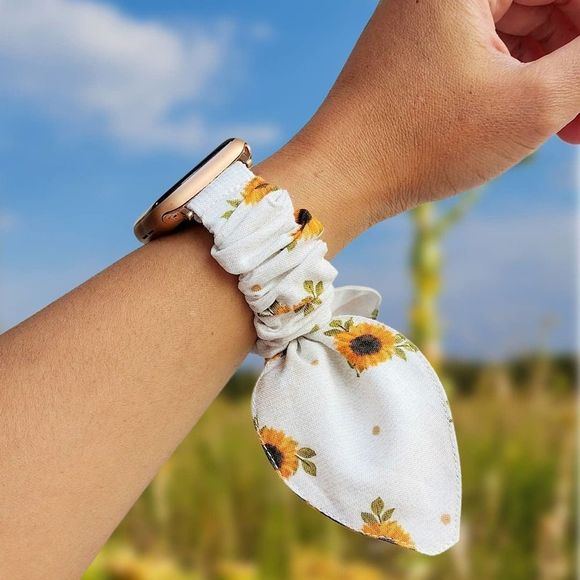Sunflower Bunny Ears Scrunchies Watch Band for Apple Watch - Picture 1 of 5